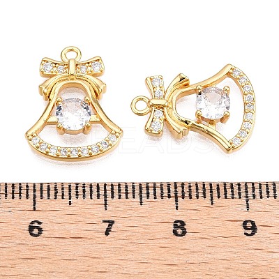 Christmas Theme Brass Pave Clear Cubic Zirconia Charms KK-T073-02G-1