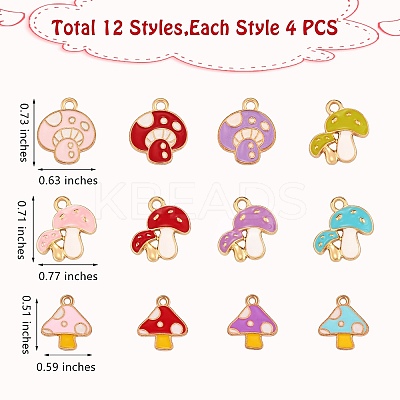 48Pcs 12 Style Autumn Theme Alloy Enamel Charms ENAM-SZ0003-12-1
