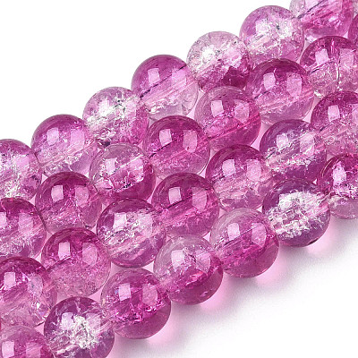 Transparent Crackle Baking Paint Glass Beads X1-DGLA-T003-01C-09-1