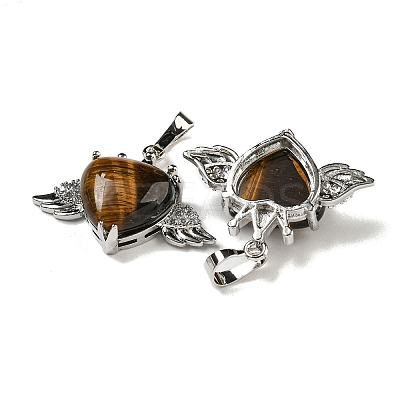 Natural Tiger Eye with Clear Cubic Zirconia Pendants G-G133-02P-24-1
