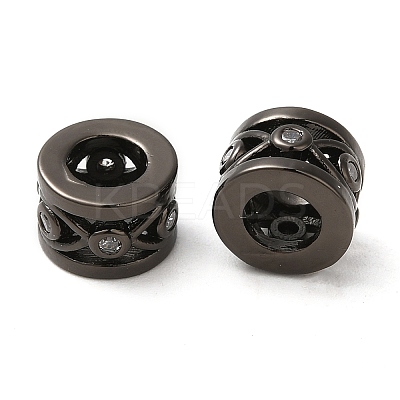 Rack Plating Brass Cubic Zirconia Hollow Column European Beads KK-Z033-25B-1