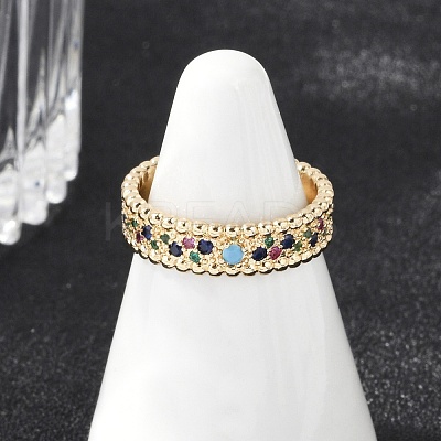 Brass Micro Pave Cubic Zirconia Cuff Rings for Women RJEW-S400-06G-1