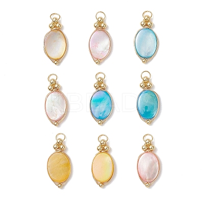 9Pcs 3 Colors Dyed Natural Shell Pendants PALLOY-JF04838-1