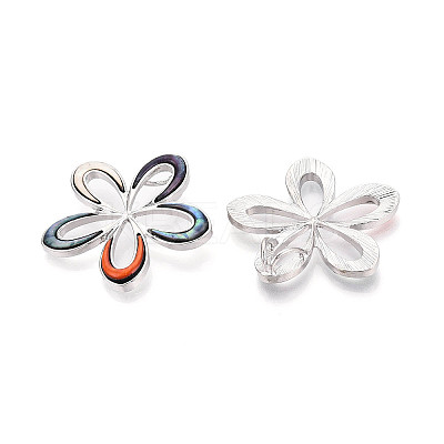 Alloy and Dyed Natural Paua Shell Pendants PALLOY-T093-05A-1