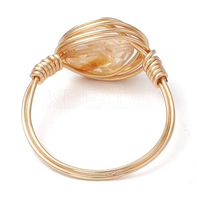 Oval Natural Rose Quartz & Prehnite & Amethyst & Citrine Finger Rings RJEW-JR00802-1