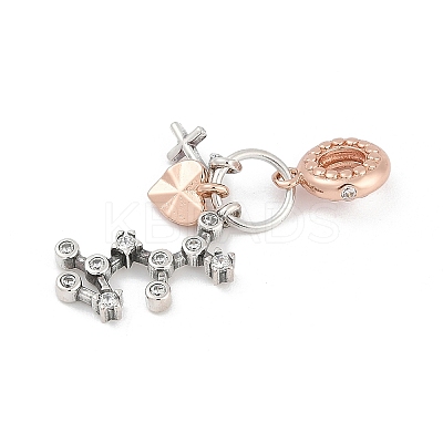 Brass Pendants with Cubic Zirconia European Beads KK-Q015-01K-1