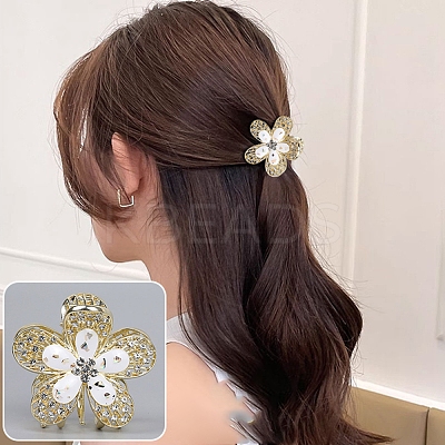 Flower Alloy Rhinestone Claw Hair Clips PW-WG5936D-01-1