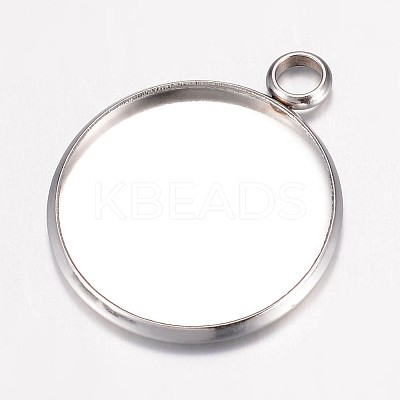 Tarnish Resistant 304 Stainless Steel Pendant Cabochon Settings X-STAS-G071-45P-1