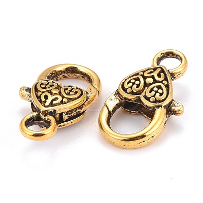 Tibetan Style Heart Lobster Claw Clasps X-GLF014Y-1