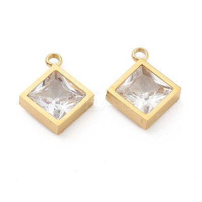 304 Stainless Steel Rhinestone Pendant STAS-Z009-15G-1