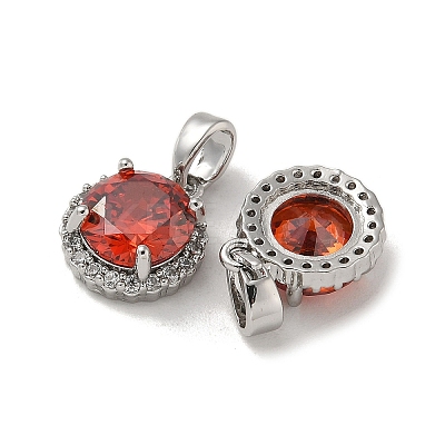 Brass Micro Pave Cubic Zirconia Pendents KK-R210-19P-1