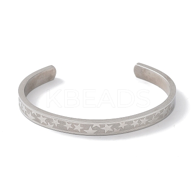 Non-Tarnish 304 Stainless Steel Star Cuff Bangles BJEW-F464-P-01-1