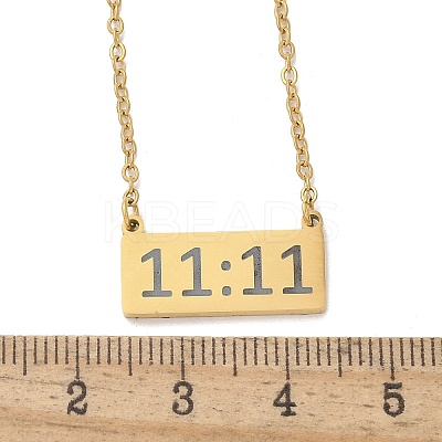 304 Stainless Steel Number 11:11 Pendant Necklaces NJEW-NH0002-01G-06-1