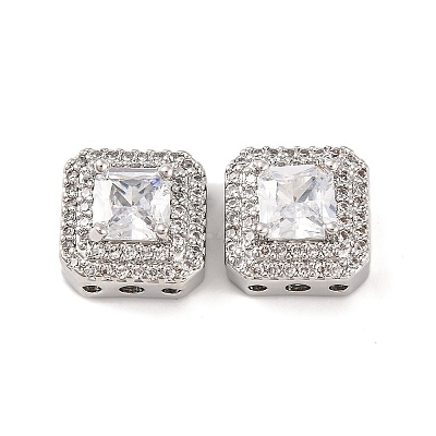 Brass Micro Pave Clear Cubic Zirconia Beads KK-S389-29P-1
