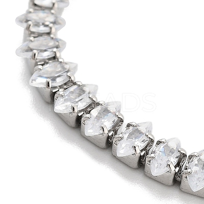 Brass Pave Clear Cubic Zirconia Horse Eye Box Chain Slider Bracelets BJEW-B094-06A-P-1