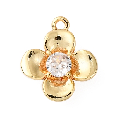 Brass Pave Clear Cubic Zirconia Charms LS-KK-V016-20G-1