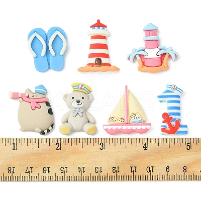 28Pcs 7 Styles Nautical Themed Opaque Resin Cabochons CRES-FS0001-09-1