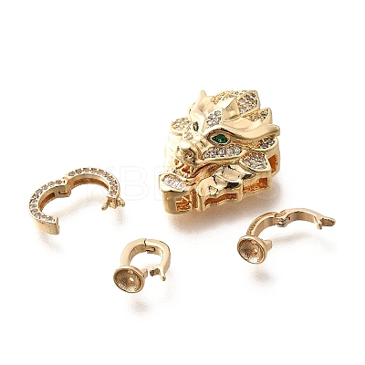 Brass Micro Pave Cubic Zirconia Fold Over Clasps KK-M318-25G-1