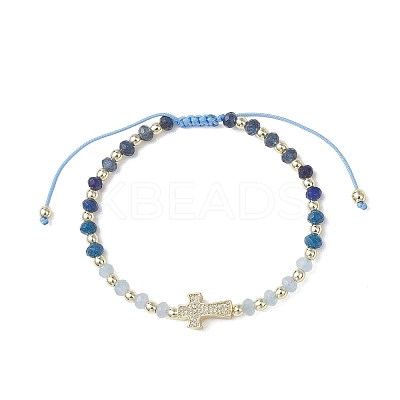 Dyed Natural Malaysia Jade Rondelle Beaded Braided Bead Bracelets BJEW-JB13395-02-1