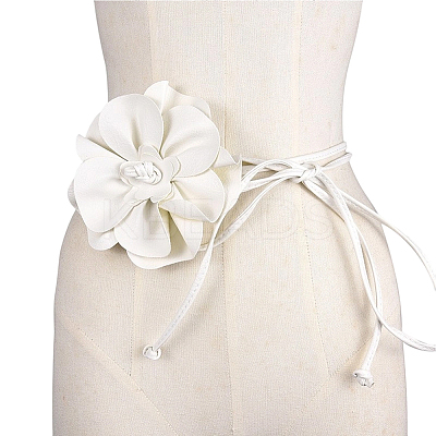 Flower PU Leather Wrap Waist Belts for Women AJEW-WH20816-058B-1