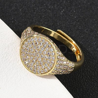 Brass Micro Pave Cubic Zirconia Cuff Rings for Women RJEW-A069-13G-03-1