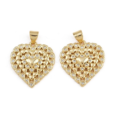 Brass Micro Pave Clear Cubic Zirconia Pendants ZIRC-I367-13G-12-1