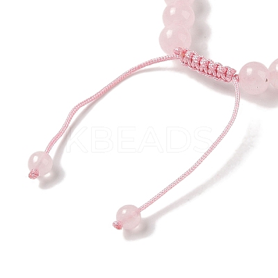 8mm Round Dyed Natural Rose Quartz Braided Bead Bracelets BJEW-C067-01B-20-1