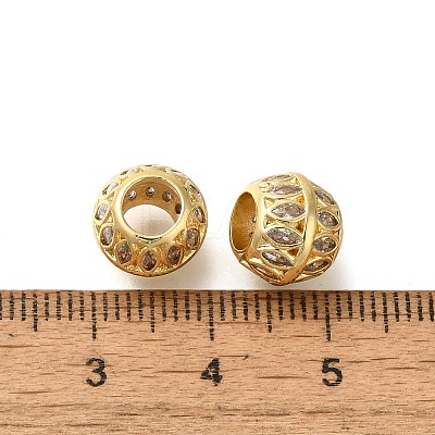 Brass with Cubic Zirconia European Beads KK-Z086-21G-1