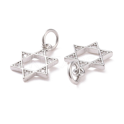Brass Micro Pave Clear Cubic Zirconia Charms KK-G418-01P-1