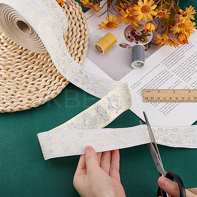 Polyester Jacquard Flower Ribbon for Clothing Accessories OCOR-WH0090-73A-1