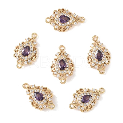 3Pcs Brass Micro Pave Cubic Zirconia Links Connectors KK-YW0003-49LG-03-1