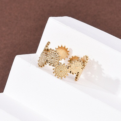 304 Stainless Steel Open Cuff Rings for Women RJEW-K309-36G-1