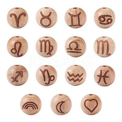 Natural Undyed Beech Beads WOOD-BT0001-04-1
