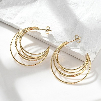 Multilayer C-Shaped 304 Stainless Steel Stud Earrings EJEW-Z098-28G-1