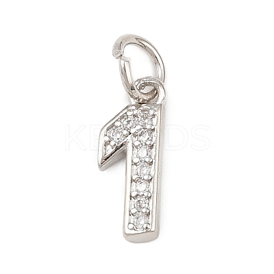 Brass Micro Pave Clear Cubic Zirconia Charms KK-G544-04P-1