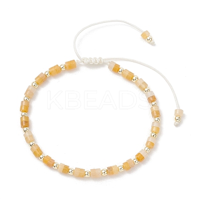 Flat Round Natural Yellow Aventurine Beads Braided Bead Bracelets BJEW-JB13247-03-1