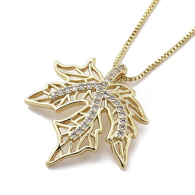 Brass Micro Pave Clear Cubic Zirconia Pendant Necklaces for Women NJEW-D305-03G-02-1