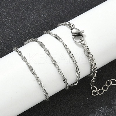 304 Stainless Steel Singapore Chain Necklaces NJEW-Z084-02P-01-1