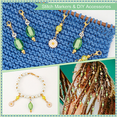 Daisy & Oval Pendant Stitch Markers HJEW-AB00458-1