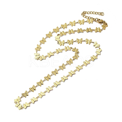 Colorful Enamel Butterfly Link Chain Necklace NJEW-C037-02G-1