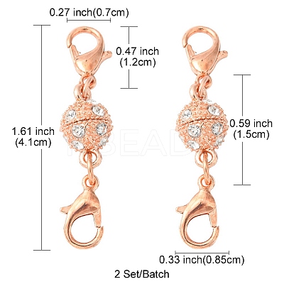 1Pc Alloy Crystal Rhinestone Magnetic Clasps ALRI-YW0001-11RG-1