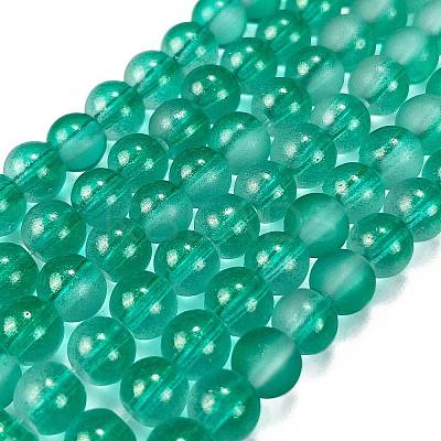 Frosted Transparent Glass Bead Strands GLAA-P065-6mm-14-1