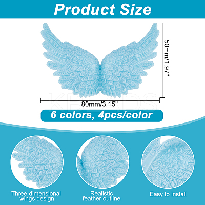 36Pcs 6 Colors Plastic Angel Wings Ornament DIY-AR0002-99B-1