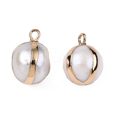 Electroplate Natural Baroque Pearl Keshi Pearl Pendants PEAR-N021-12-1