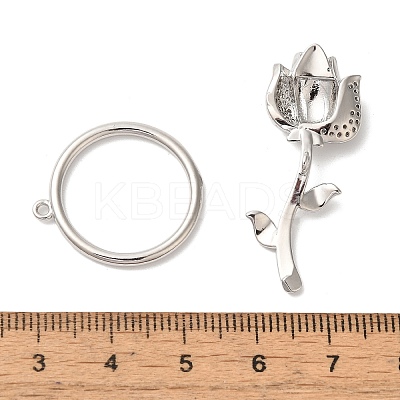 Brass Micro Pave Clear Cubic Zirconia Toggle Clasps KK-A227-20P-1
