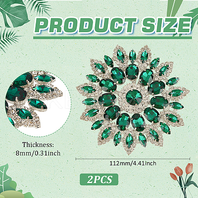 2Pcs Alloy with Rhinestone Handicraft Beading Appliques AJEW-FG0004-29B-1