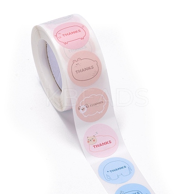 Flat Round Paper Thank You Stickers DIY-C042-12G-1
