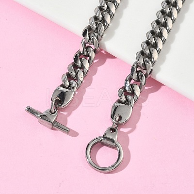 304 Stainless Steel Cuban Link Chain Bracelets for Women BJEW-G779-03P-1