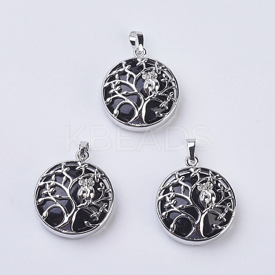 Natural Dyed & Heated Black Agate Pendants G-K234-E02-1