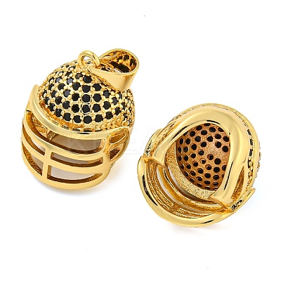 Rack Plating Brass Micro Pave Cubic Zirconia Pendants KK-Z063-49G-02-1